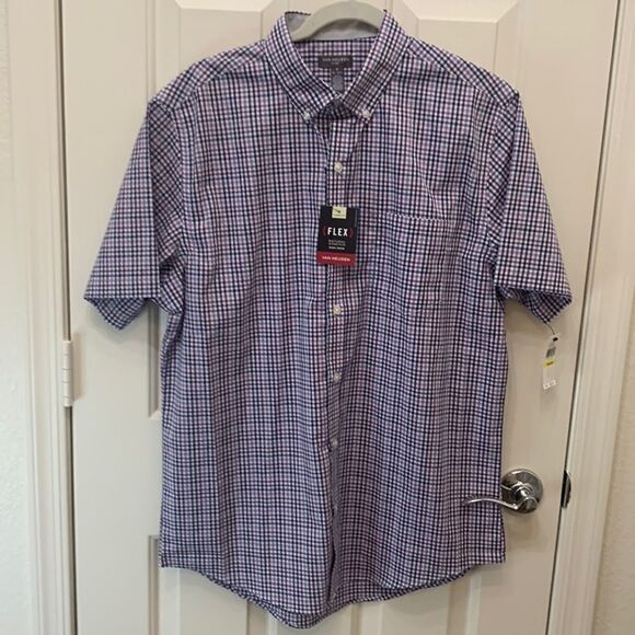 Van Heusen Flex 15-15 1/2 Stretch Non Iron Button Short Sleeve Medium Shirt - Picture 1 of 4